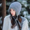 Autumn and Winter Hats for Women Windproof and Warmth Thickened Knitted Wool Hats Fashionable and Versatile Casual Big Head Ear Protection Hat