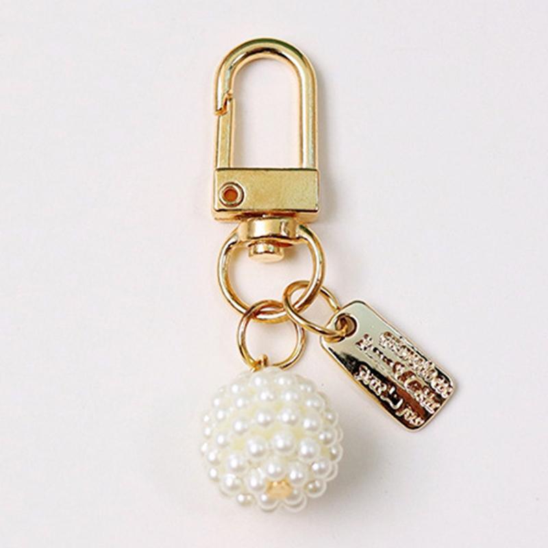 Vintage Pearl Keychain Flower Bowknot Pendant Keyring Handbag Decoration Jewelry