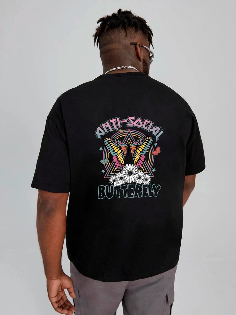 Gothic Butterfly Cartoon Oversized T-shirts Korean Version Short Sleeve Cotton Tees Shirts Summer White Comfortable T Shirts