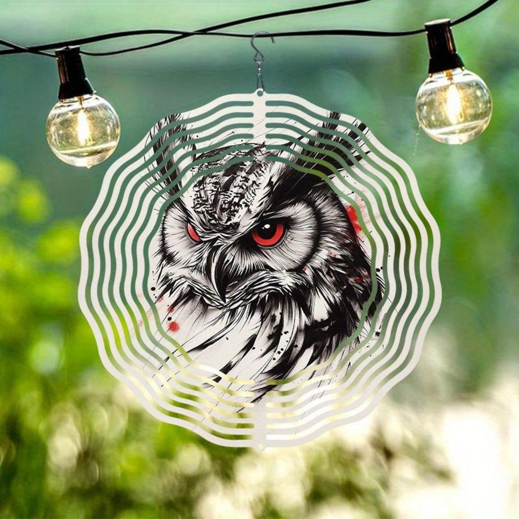 3D Сова Колокольчик ветра с вращающимся крючком Эскизный дизайн для украшения сада, двора на открытом воздухе, на День благодарения, Рождество