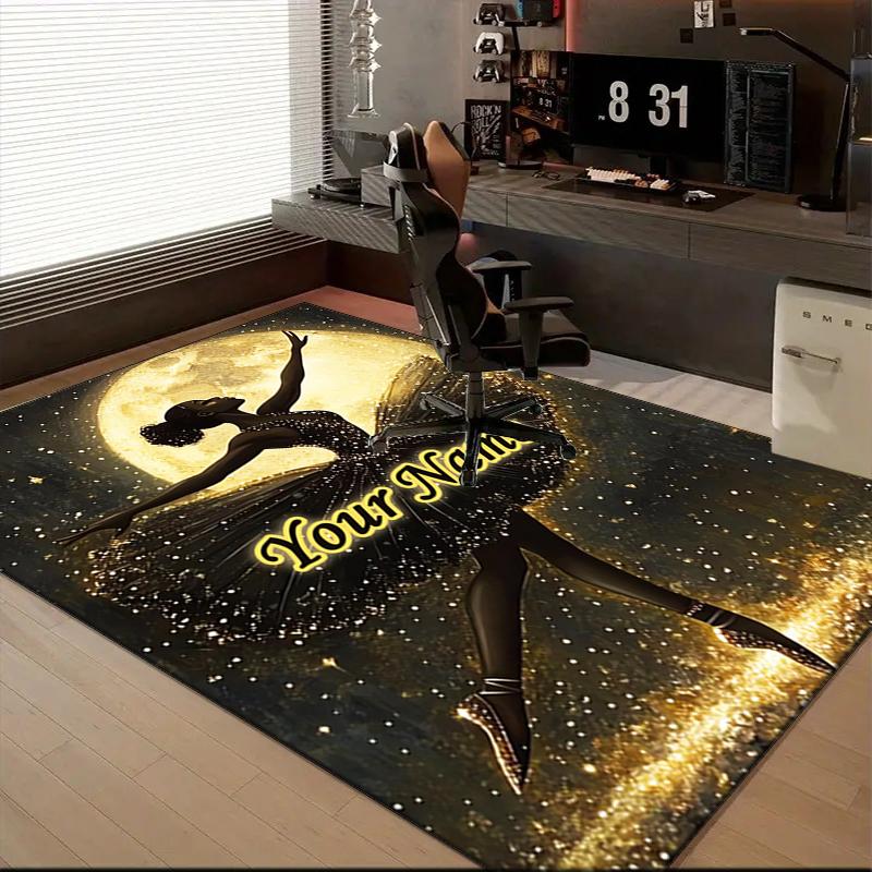 1PC Custom Name Dance Moonlight Theme Floor Mat Ideal for Living Room, Game Rooms, Office, Bedroom Floor Mat Playful Design