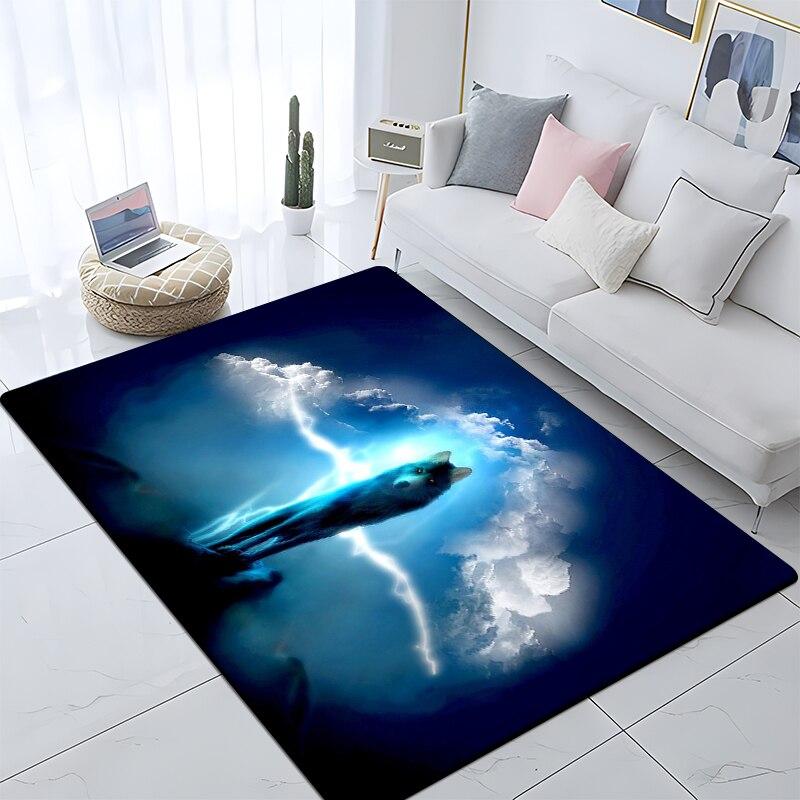 Art Animal Wolf 3D Print Carpets for Living Room Bedroom Decor Carpet Soft Flannel Home Bedside Floor Mat Play Area Rugs Gifts