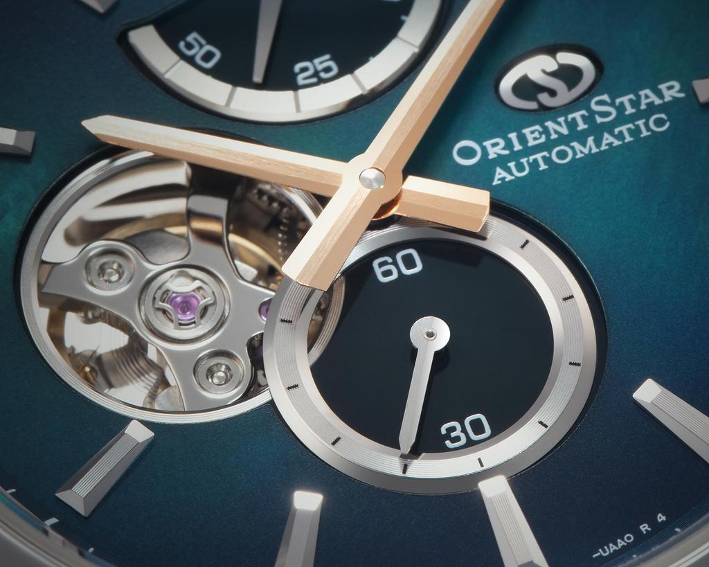 Orient Star M34 F7 Automatic Made In Watch, Semi-Skeleton, Mechanical, Japan, 2-Year Manufacturer's Warranty, RK-BY0001A, Men's, Blue-Green