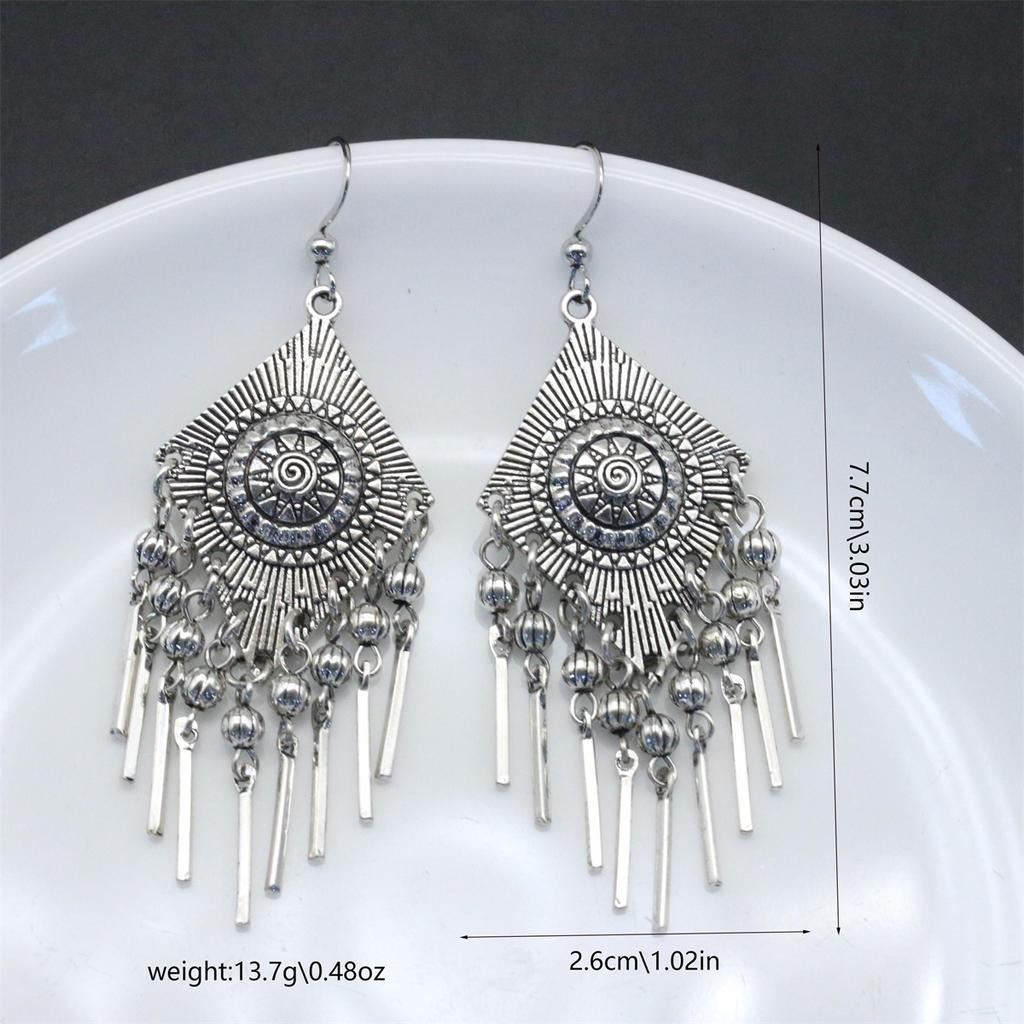 Длинные серьги с бахромой в богемном стиле, винтажные серьги-капельки из сплава, идеально подходят для женщин, повседневного декора и вечеринок