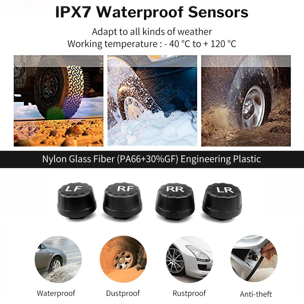 TPMS Датчик давления в шинах на солнечной батарее Система контроля давления в шинах автомобиля с 4 внешними датчиками колес TMPS