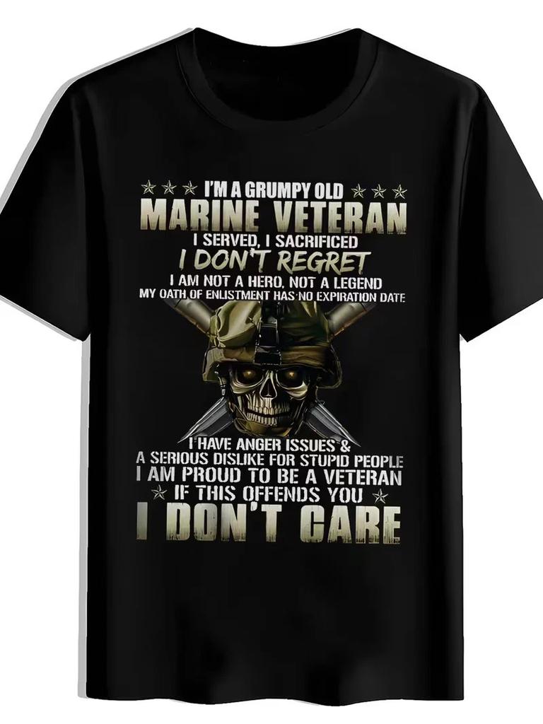 Men's Veteran Slogan T-Shirt - Army Navy Marine Corps Air Force Veteran Design w