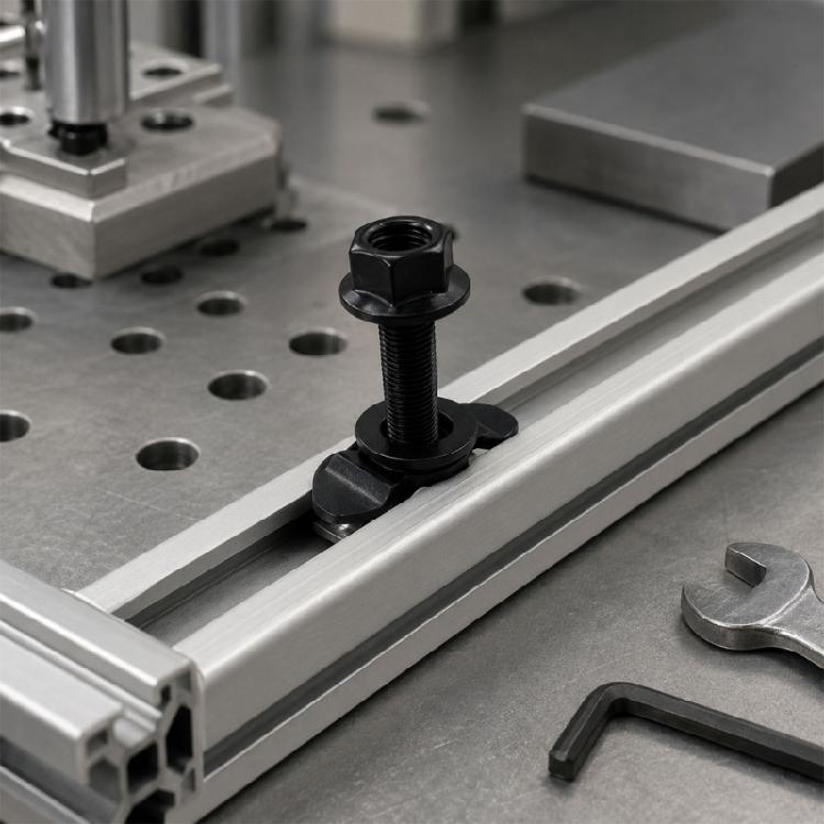 Roof Rack Adjustment Fastener Kit with Threaded Star Knob Hardware, Metal 4 Piece Set for Replacement Mounting Tasks