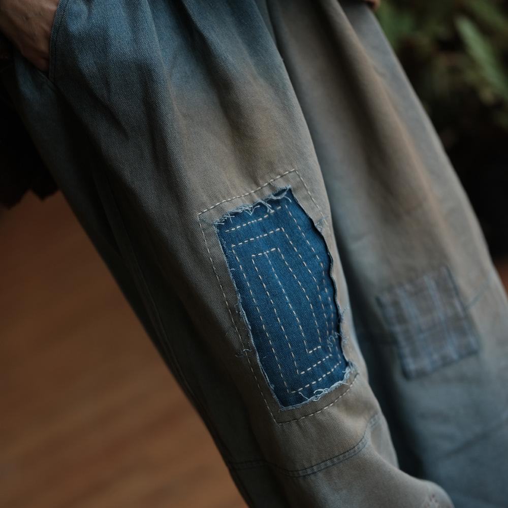 Johnature Женские винтажные пэчворк широкие брюки с эластичной талией свободные весенние брюки повседневные длинные брюки