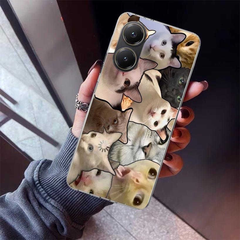 Crying Cat Memes Phone Case For Xiaomi Poco X7 X6 X5 Pro F7 Ultra Redmi 15C 15 13 13C 12 12C 10 10A 10C 9 9A 9C 9T Shell Poco X7