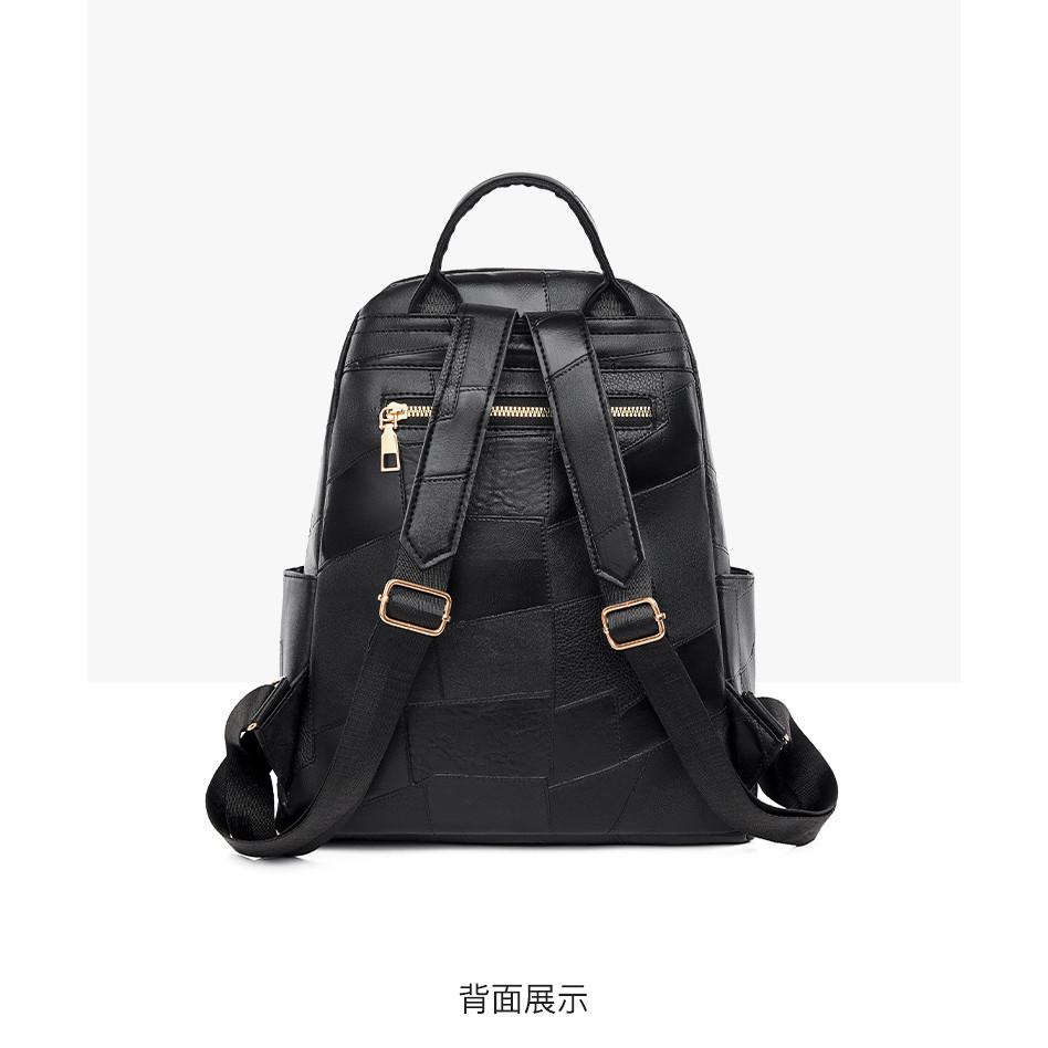 Ielgy Backpack Soft Leather Fashion Simple Waterproof Large Capacity Travel School Bag