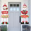 1 Pair Christmas Door Decoration Merry Christmas Hanging Sign Cartoon Santa Claus Snowman Holiday Decor for Home Wall Front Door