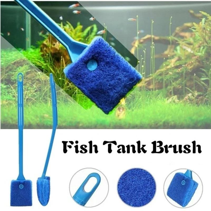 Аквариумная щетка 40 см с длинной ручкой и двойным лезвием, удобная щетка для очистки от водорослей, аксессуары для аквариума случайных цветов.