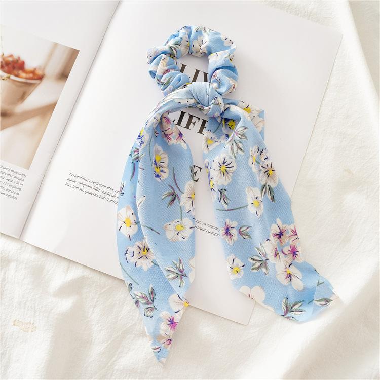 Chiffon Printing Flower Bandana Hair Scarf Headband for Women Vintage Long Ribbon Scrunchie Beach Bandanas Hair Accessories