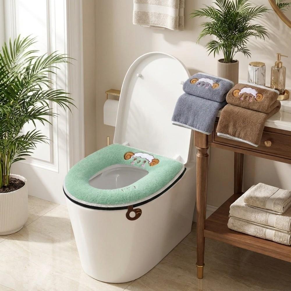 Skin-Friendly Sheep Toilet Seat Cushion Warm Toilet Gasket Universal Toilet Mat Bathroom Accessory