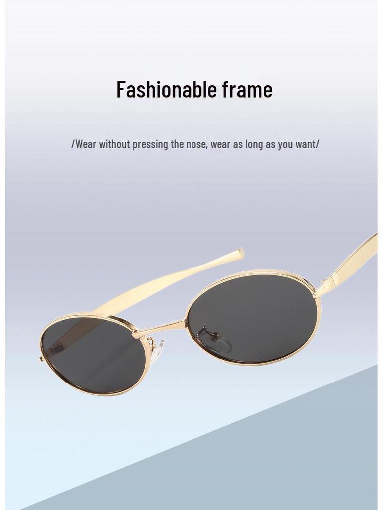 Европейские и американские овальные солнцезащитные очки - Модный металлический дизайн, Высококлассный стиль с подиума
