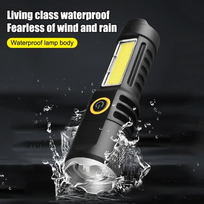 Мощный светодиодный фонарик Телескопический зум-фонарик XPE COB LED Фонарь Тип C USB Зарядка Кемпинг Водонепроницаемый Аварийный светильник