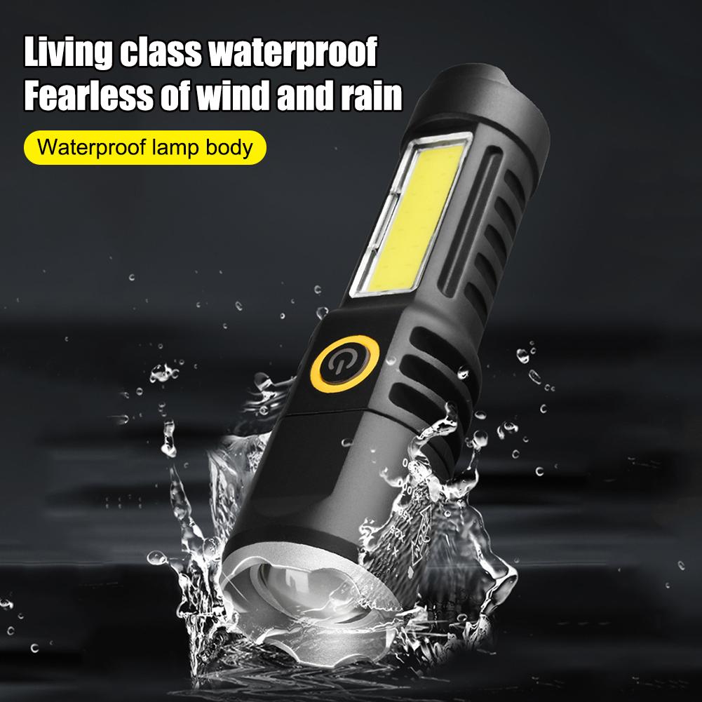 Waterproof Torch Light Telescopic Zoom XPE COB LED Camping Flashlight Type-C USB Charging Hiking Flashlight 4 Modes for Outdoor