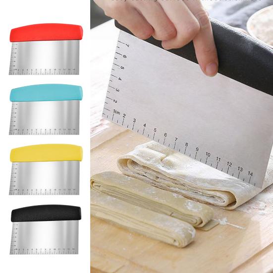 2 шт. Тесторезки с мерной шкалой Пищевая нержавеющая сталь Высокопрочный скребок без деформации Настольный скребок Инструмент для резки теста Скребок для теста
