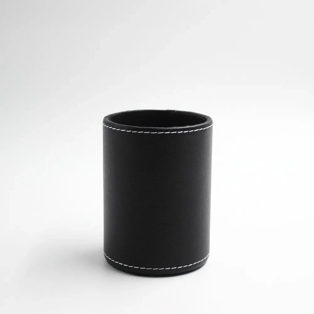 Круглый держатель для ручек из кожи в стиле ретро, настольный тубус для хранения канцелярских принадлежностей, отделочных материалов, настольный органайзер