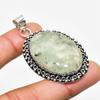 Prehnite Gemstone Handmade 925 Silver Plated Jewelry Pendant 2.08"
