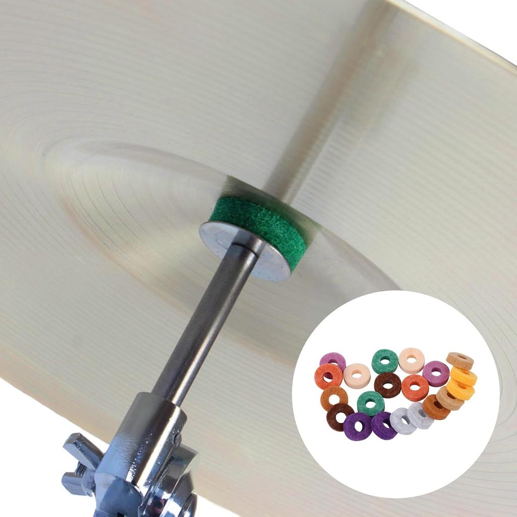 Sevender 20pcs Multicolor 2.5cm Drum Cymbal Felts Non-Slip Felt Cotton Pad Cymbal Replacement Accessories