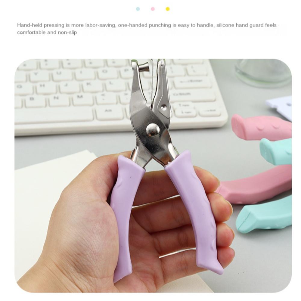 Macaron Color Single Hole Punch Non-slip Handle DIY Paper Puncher Mini Paper Punch  Office