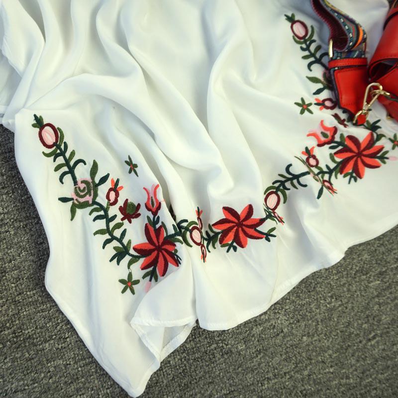 Летняя женская мексиканская крестьянская блузка с цветочной вышивкой, винтажная этническая туника, шикарные топы в стиле хиппи в стиле бохо