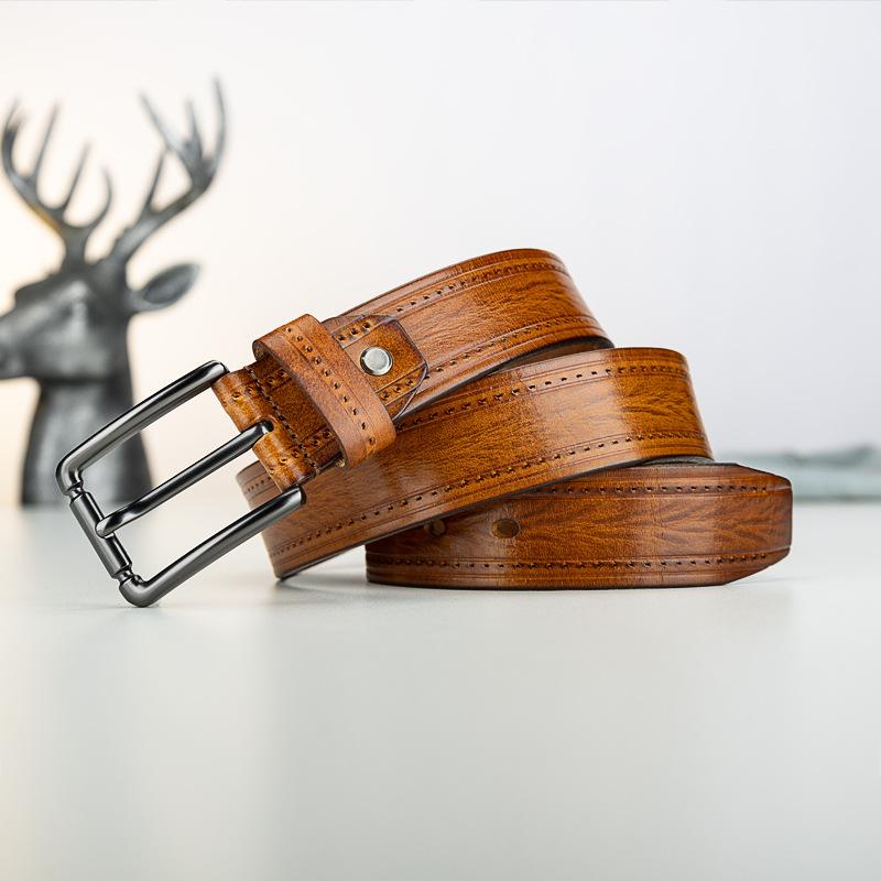Мужской ремень Сплавная пряжка-штифт Повседневный Мужской ремень из коровьей кожи первого слоя Джинсы