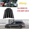 8 шт. для BMW X5 E70 2007-2013 автомобильные стойки, обшивка двери, окна, молдинг, наклейки, черные автомобильные украшения, аксессуары