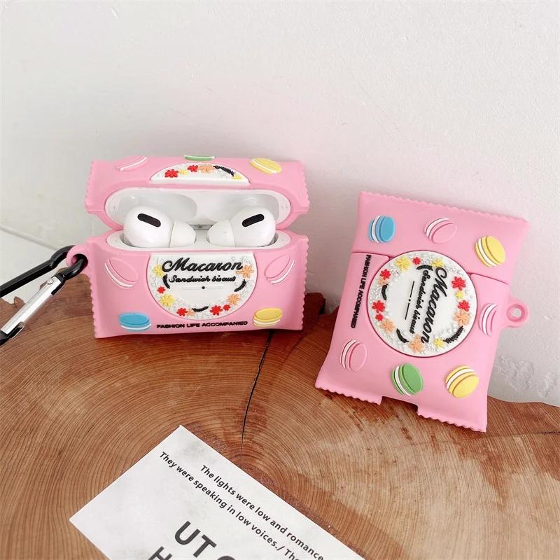 Милый чехол для наушников Macarons Cookies Cartoon для Airpods Pro, беспроводная зарядная коробка для наушников Bluetooth для Airpods 1 2