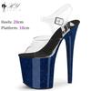 Модные 20 см Высокие Каблуки Сексуальные Платформы Сандалии Стриптиз Обувь для Танцев Женские Свадебные Разноцветные Большие Размеры Женские Сандалии Лето