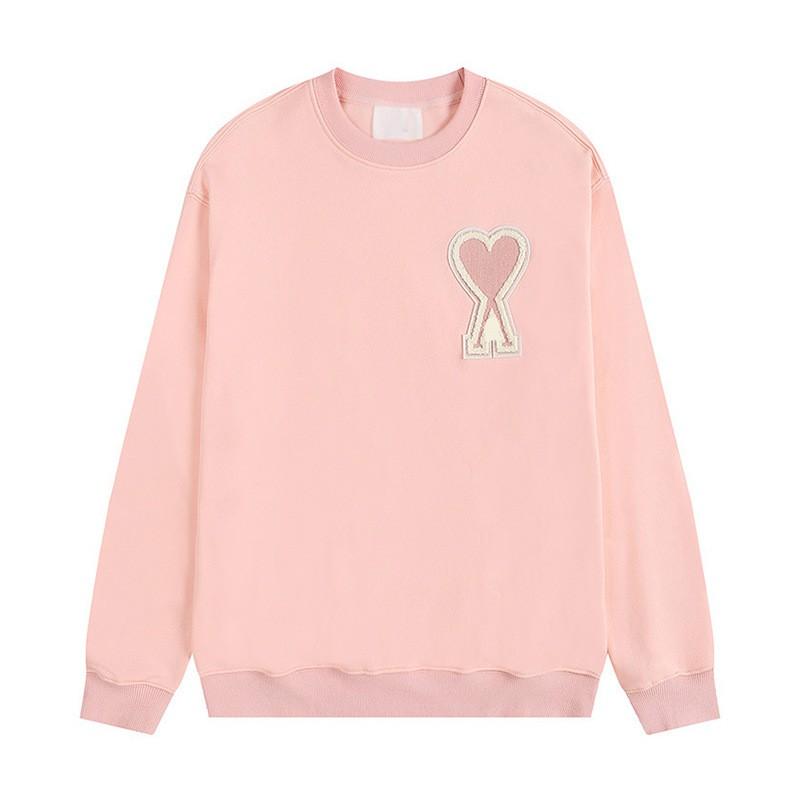 Soft Cotton Oversized Crewneck Sweatshirt With Small Heart Embroidery Pastel Colors Long Sleeve Fall Winter Casual Wear