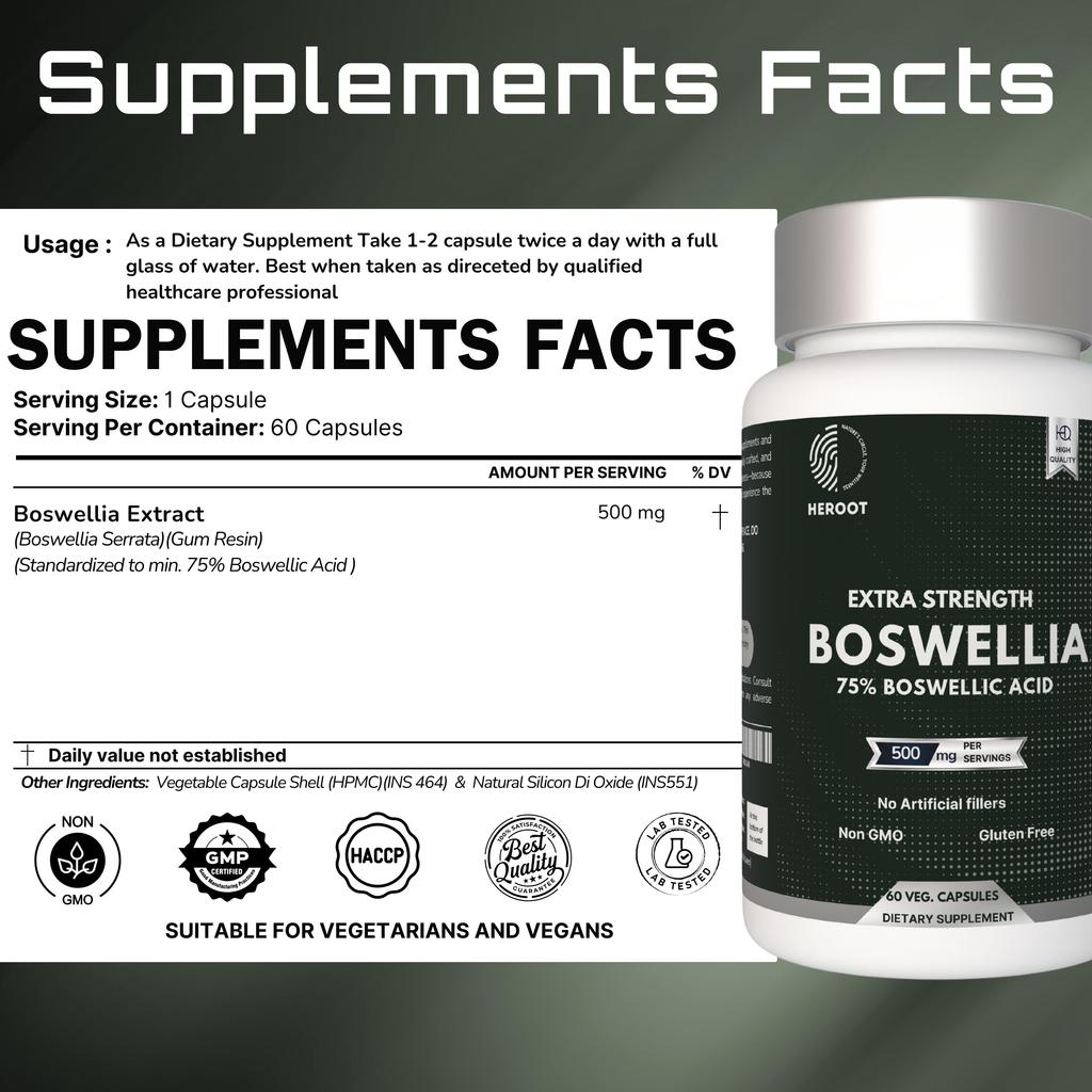 Heroot Комплекс капсул для здоровья суставов | Экстракт босвеллии и витамин D3 + K2