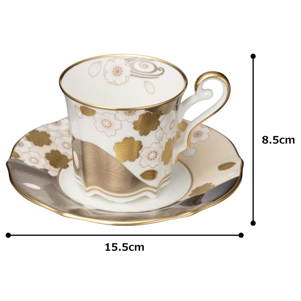 Блюдце для кофейной чашки Noritake 200 куб. см Aya Minamo Sakura, костяной фарфор золотого и серебряного цвета, T52506/4939