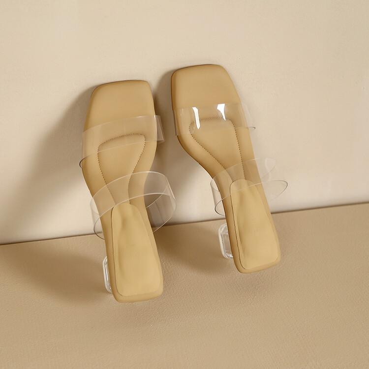 Наступая на дерьмовые тапочки женская летняя обувь 2025 новые удобные и универсальные прозрачные хрустальные босоножки на высоком каблуке