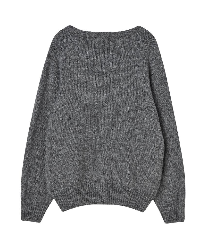 SILN Alpaca Blend Raglan V Neck Knit (Melange Grey)