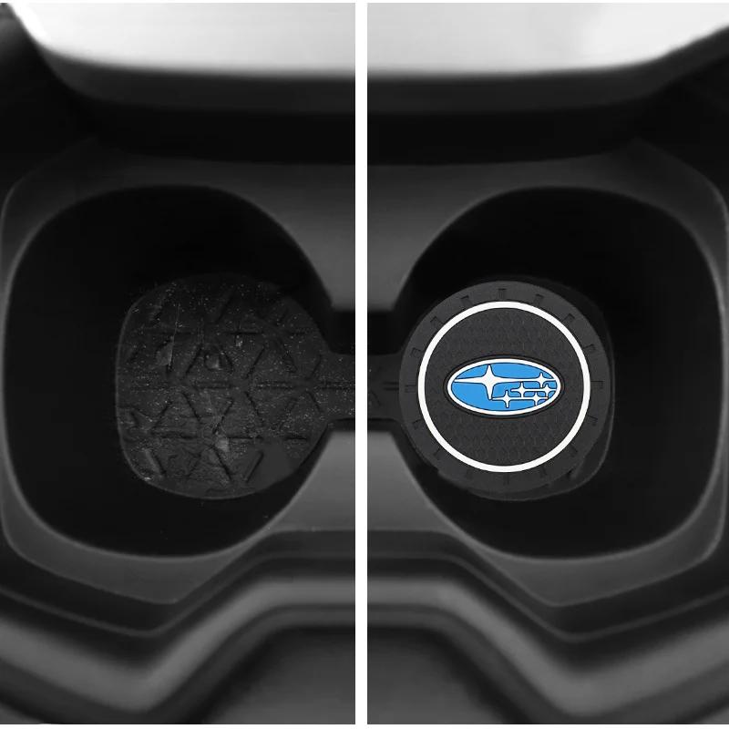 Subaru 2pcs Car Coaster Water Cup Slot Non-Slip Mat Pad Silicone For STI Mpreza Crosstrek WRX Legacy XV Smart Forester Outback Z13