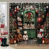 Christmas Backdrop Shower Curtain Holiday Gifts Fireplace Christmas Tree Garland Fabric Bath Curtains Bathroom Decor With Hooks