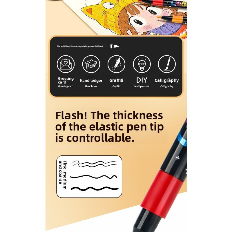 48 цветных маркеров с блестками - Неоновое свечение, флуоресцентные ручки с блестками с блестящими наконечниками, чернила на масляной основе, средний наконечник