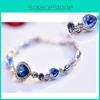 Ocean Heart Crystal Womens Bracelet With Electroplated Finish Perfect For Gift Giving