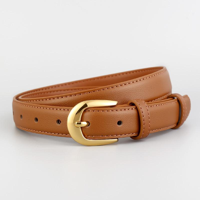 Genuine Leather Womens Slim Belt For Office And Casual Wear With Pin Buckle