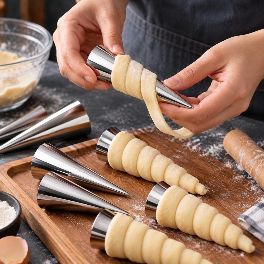 20pcs Non-Stick Croissant Baking Forms Stainless Steel Cannoli Tubes Party Dessert