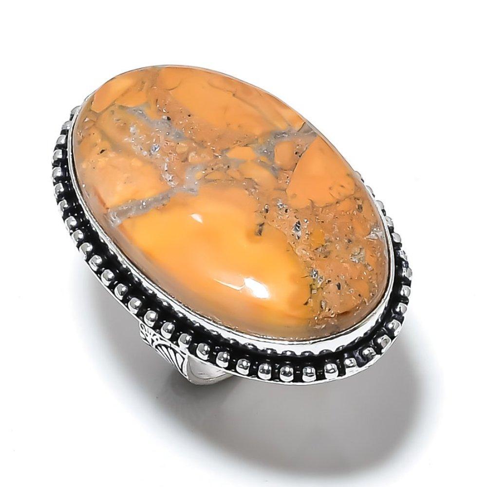 Malinga Jasper Gemstone 925 Sterling Silver Gift Jewelry Ring Size 8.5