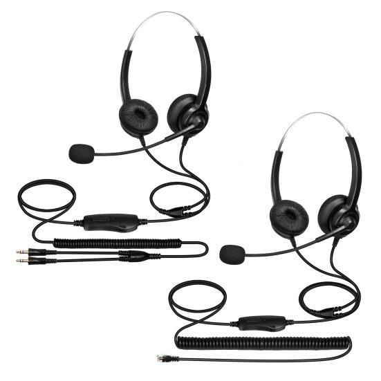 H300D Телефонная гарнитура с шумоподавлением без потерь, дышащая, 3,5 мм, RJ9, для связи в колл-центре, бинауральные наушники для водителя грузовика, офиса