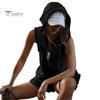 Women's Summer Short Jumpsuits Half Zip-up Sleeveless Hooded Jumpsuit Overalls Athletic One Piece Romper with Pockets