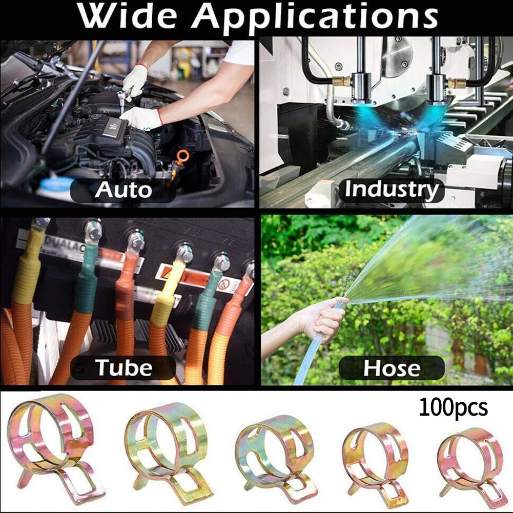 100 шт. Пружинные хомуты для шлангов / Зажимы Топливо Воздух Газ Водопроводные трубы Самозажимные
