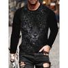 Autumn Round Neck 3D Animal Pattern Printed Top Fashionable Casual Long Sleeved Men's T-shirts