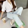 New Arrivals Open Run Women Loose Fit Roll Up Sleeve Cotton Shirt