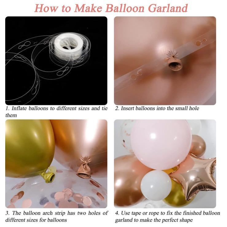 140 Piece Rose Gold Balloon Wreath Arch Kit With Pink Gold White Balloon For Graduation Birthday