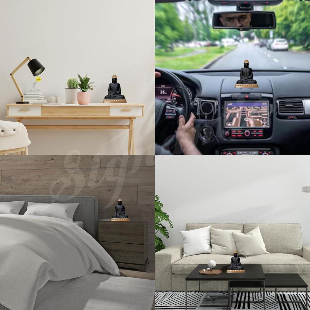 Черная Мурти Гаутамы Будды - Идеальный Идол Бога на Приборную Панель Автомобиля и Маленькая Статуэтка Будды для Домашнего Декора, Подарочные Изделия,